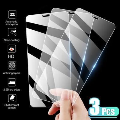 3 шт. Полное покрытие Закаленное стекло для iPhone17 16 15 13 12 Mini 11 14 15 Pro Max 6S 7 8 14 Plus Защитная пленка на экран для iPhone XR XS MAX Стекло