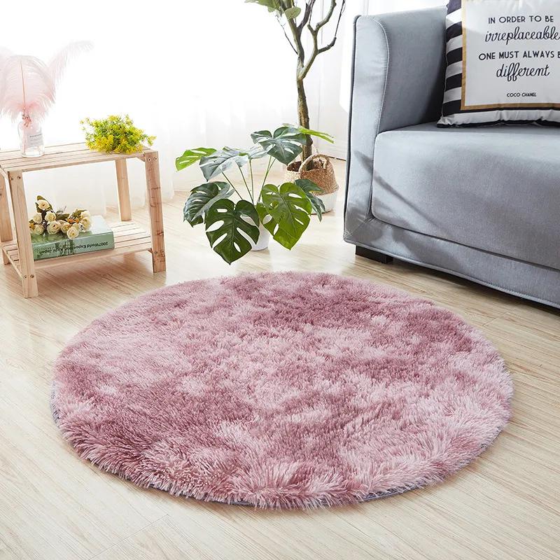 Plush Round Carpet Fluffy Soft Shaggy Rug For Bedroom Chair Mat Bathroom Mat Cute Girl Room Beside Mat 23 Colors Home Decoration