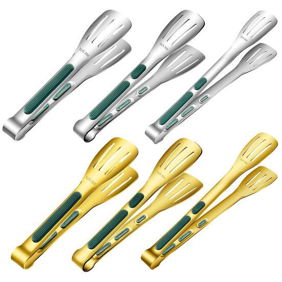 Practical Non-stick Serving Food Lightweight Stainless Steel Food Tongs for Outdoor BBQ Clip