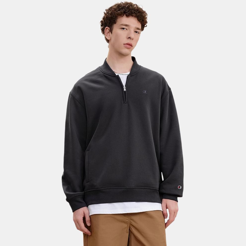 Champion FW24 Champion Embroidery Small C Logo Half Zip Solid Color Basic Casual Versatile Fleece Lined Sweatshirt U4CSWEM018