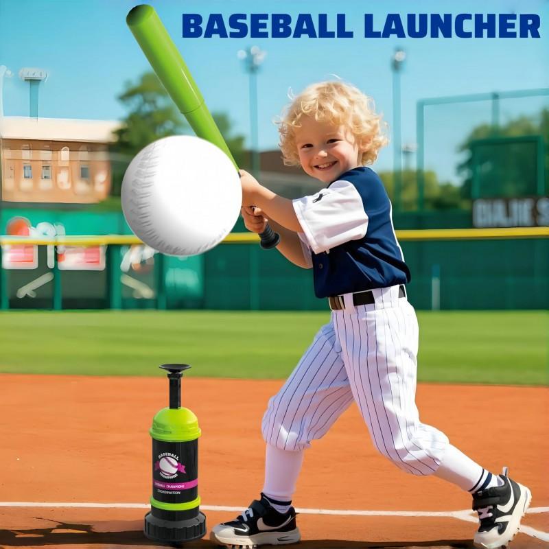 Kids Outdoor Baseball Game Set With Launcher Toy Family Fun Ages 7-14 PP Plastic Non-Electric Sports Playset