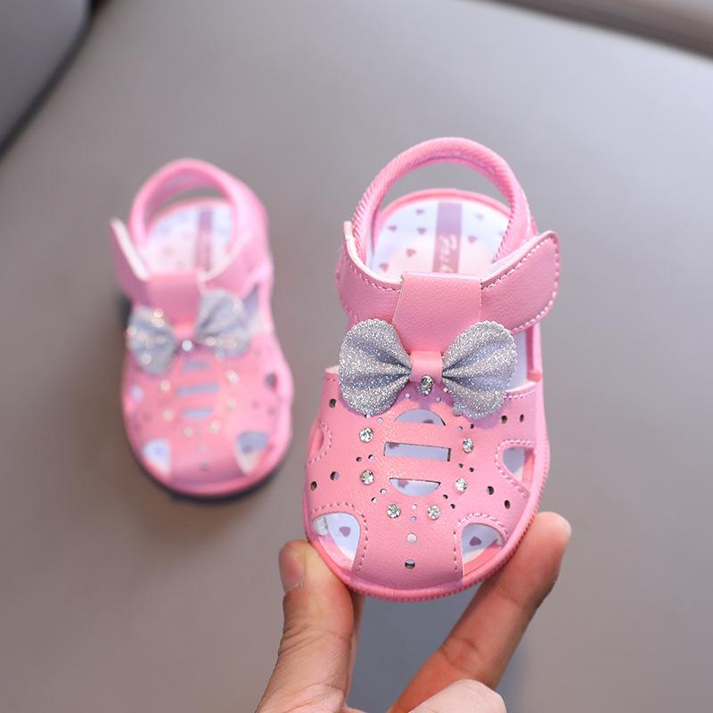Летняя прогулочная обувь для девочек 1-2-3 лет, нескользящие дышащие детские сандалии