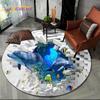 Круглый ковер 3D Иллюзия Морского Дна Дельфин, Коврик с Принтом Подводного Мира Нескользящий для Гостиной, Спальни, Игровой Комнаты, Декора Дома