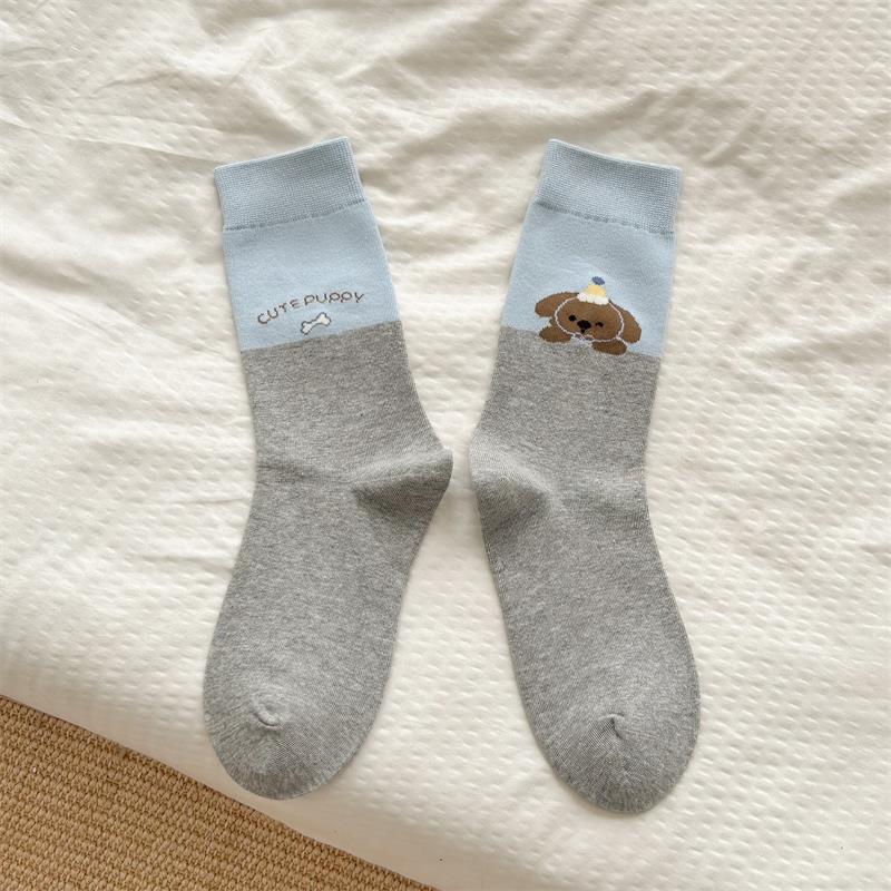 Женские осенние контрастные мультяшные гольфы-трубы без косточек в стиле AB для предколледжа