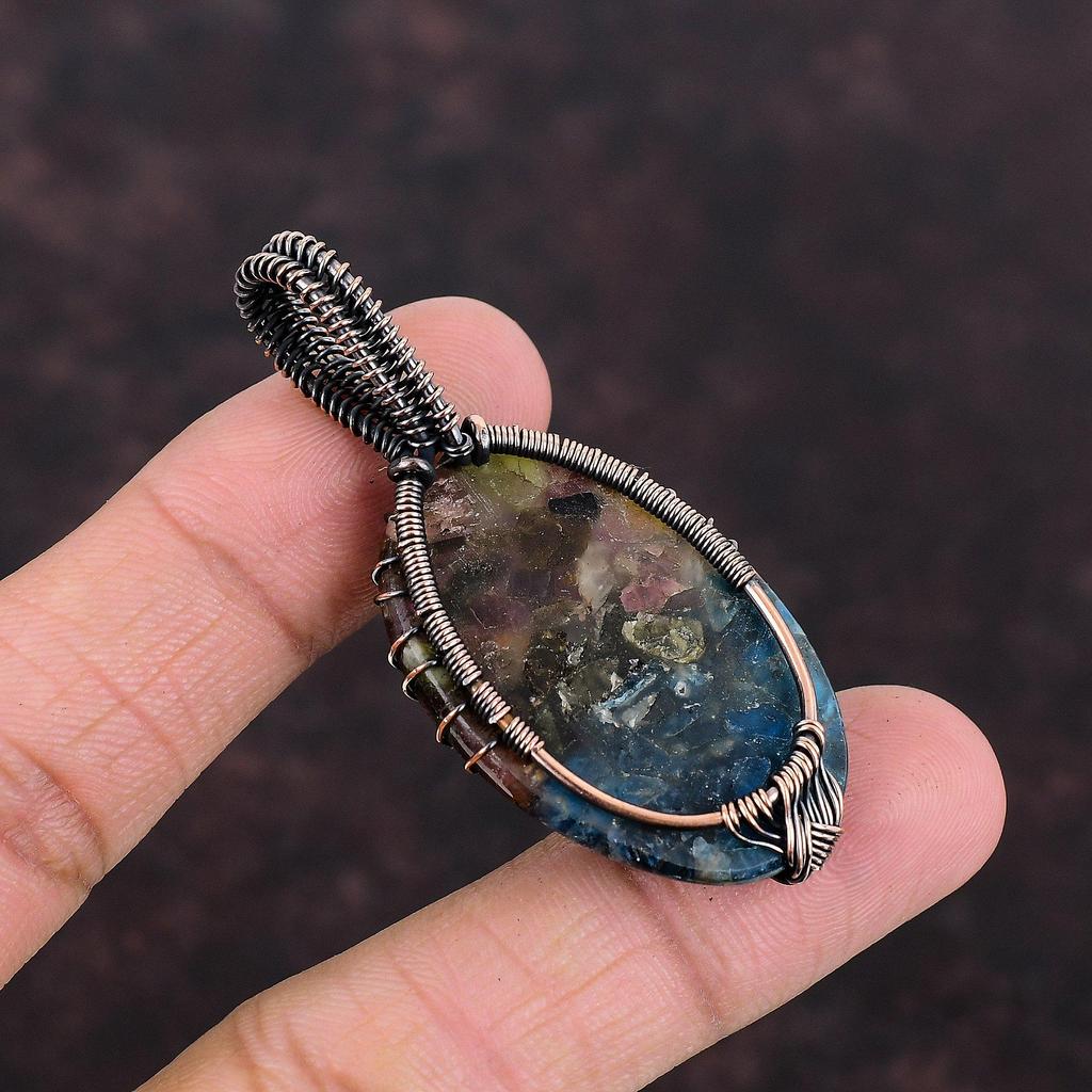 Кулон «Древо жизни» с арбузом и турмалином, кулон в проволочной обмотке, драгоценный камень, медный кулон, ювелирный подарок в проволочной обертке, подвески ручной работы для него