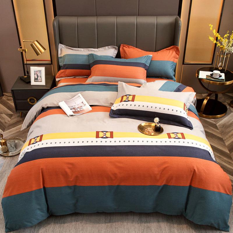 Комплект из четырех предметов из плотного хлопкового потертого материала, легкое роскошное теплое одеяло из чистого хлопкового набивного потертого материала, комплект из четырех предметов из простыни