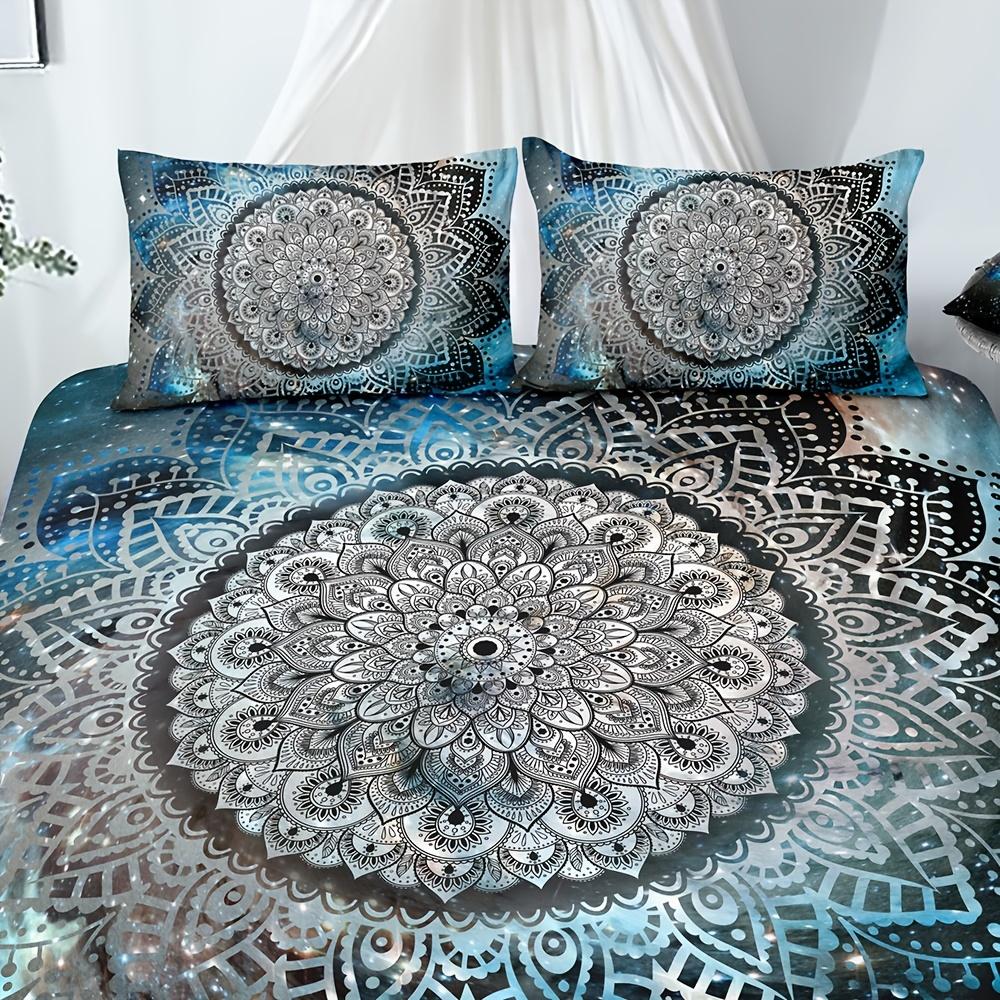 3Pcs Mandala Bedding Galaxy Ramadan Decoration Guest Room Duvet Cover Set (1Pc* Duvet Cover + 2Pcs Pillowcase, No Pillow Core)