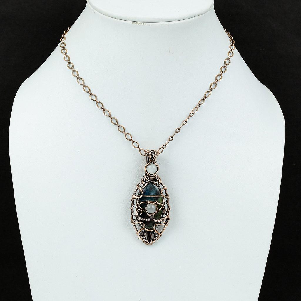 Сглаз Рубин Синий Кианит Кулон Медная Проволока Обернутый Кулон Радуга Лунный Камень Ювелирные Изделия Из Драгоценного Камня Ювелирные Изделия Ручной Работы Сглаза Ювелирные Изделия Подарок Для Жены