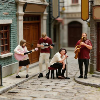 4 Pieces 1/64 Miniature Figures Four-piece Band Collections Resin Diorama Scenery Role Play