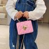 Women Handbag Faux Pearl Handle Golden Love Heart Detachable Metal Chain Mini Elegant Girl Single Shoulder Bag Purse
