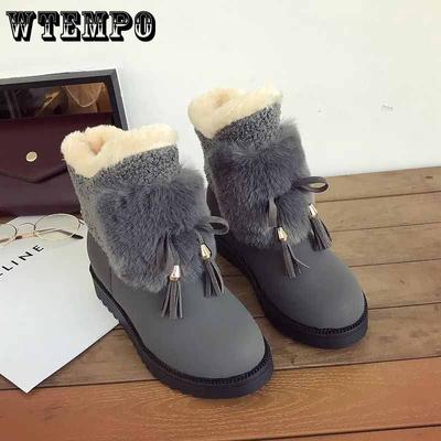 Женские толстые плюшевые зимние ботинки, зимние непромокаемые нескользящие ботильоны на платформе, женская теплая обувь с хлопковой подкладкой