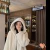 Women's Autumn And Winter Imitation Fur Hooded Coat Medium And Long Solid Color Coat Long Sleeve Jacket