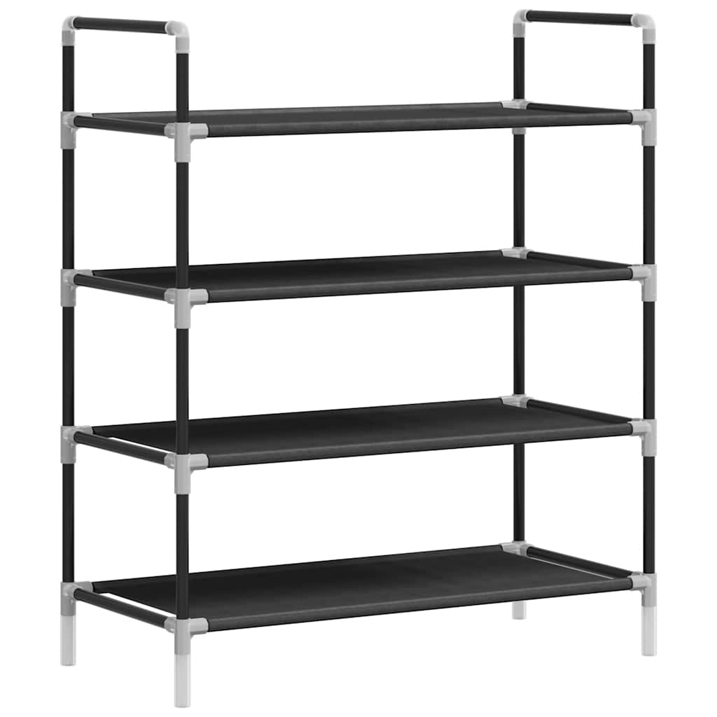 Shoe Rack with 4 Shelves Metal and Felt Black