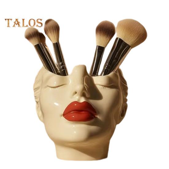 Держатель для ручек с женским контуром, художественная ваза ручной работы в форме женской головы, минималистичный держатель для кистей для макияжа для дома, гостиной, книжной полки, декора