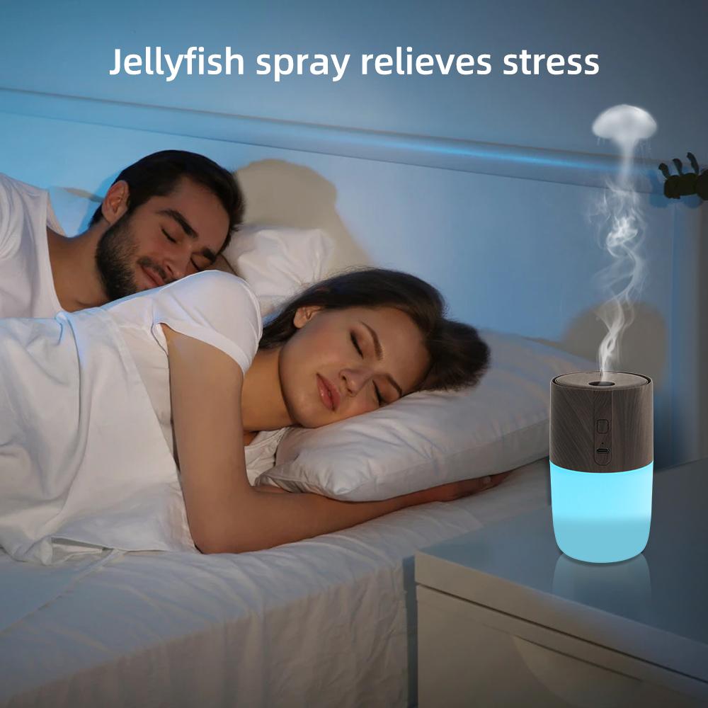 Диффузор для дома 300 мл Диффузор для ароматерапии с текстурой дерева и 7-цветной подсветкой для настроения Идеально подходит для автомобиля, дома или офиса Включает 2 эфирных масла