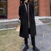 Мужское шерстяное пальто с лацканами, длинный рукав, двубортная ветровка, однотонная, в стиле ретро, верхняя одежда средней длины