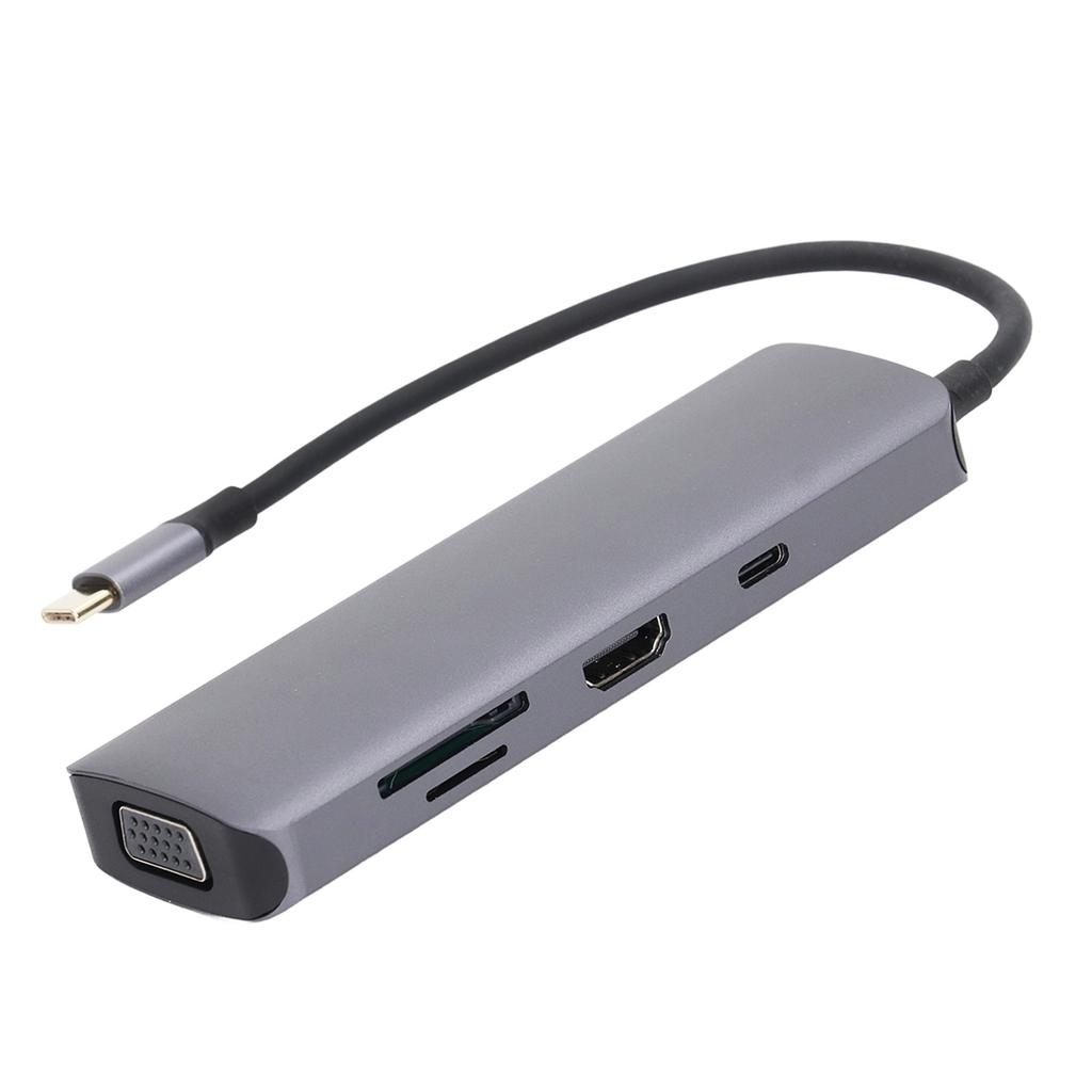 Docking Station 9 In 1 Aluminium Alloy USB Type C Hub Dual Monitors Docking Adapter 9 In 1