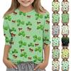 Улица. Топы с принтом ко Дню Святого Патрика для девочек-подростков 4-11 лет, футболки с круглым вырезом и рукавами 3/4, модные топы, футболки для наряда