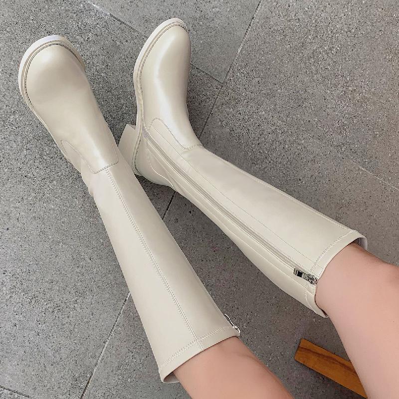 Ботинки челси на молнии, женские, из натуральной кожи, высокие сапоги до колена, женские, 2024, осень-зима, ковбойские сапоги, коричневые, черные, большого размера