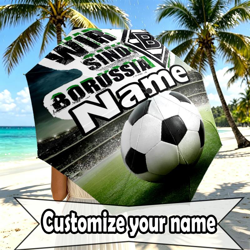 Custom Name Personalized Borussia Monchengladbach Print Umbrella, Auto Open Close, 8‑Rib Sturdy Frame, Commute Camping Hiking Use, Birthday Gift