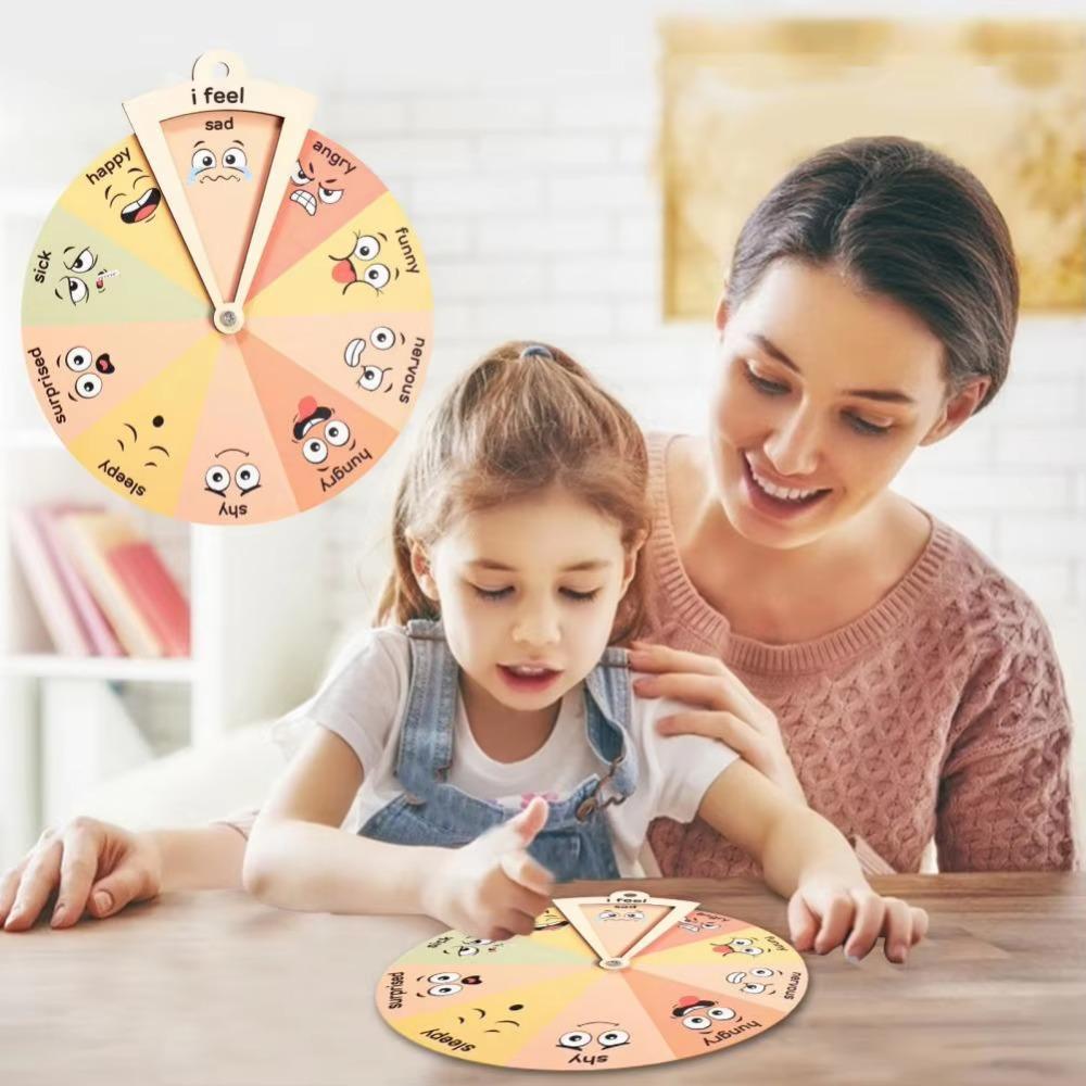 Portable Cartoon Expression Spinner Wheel Feelings Chart Ornaments Emotional Learning Toy
