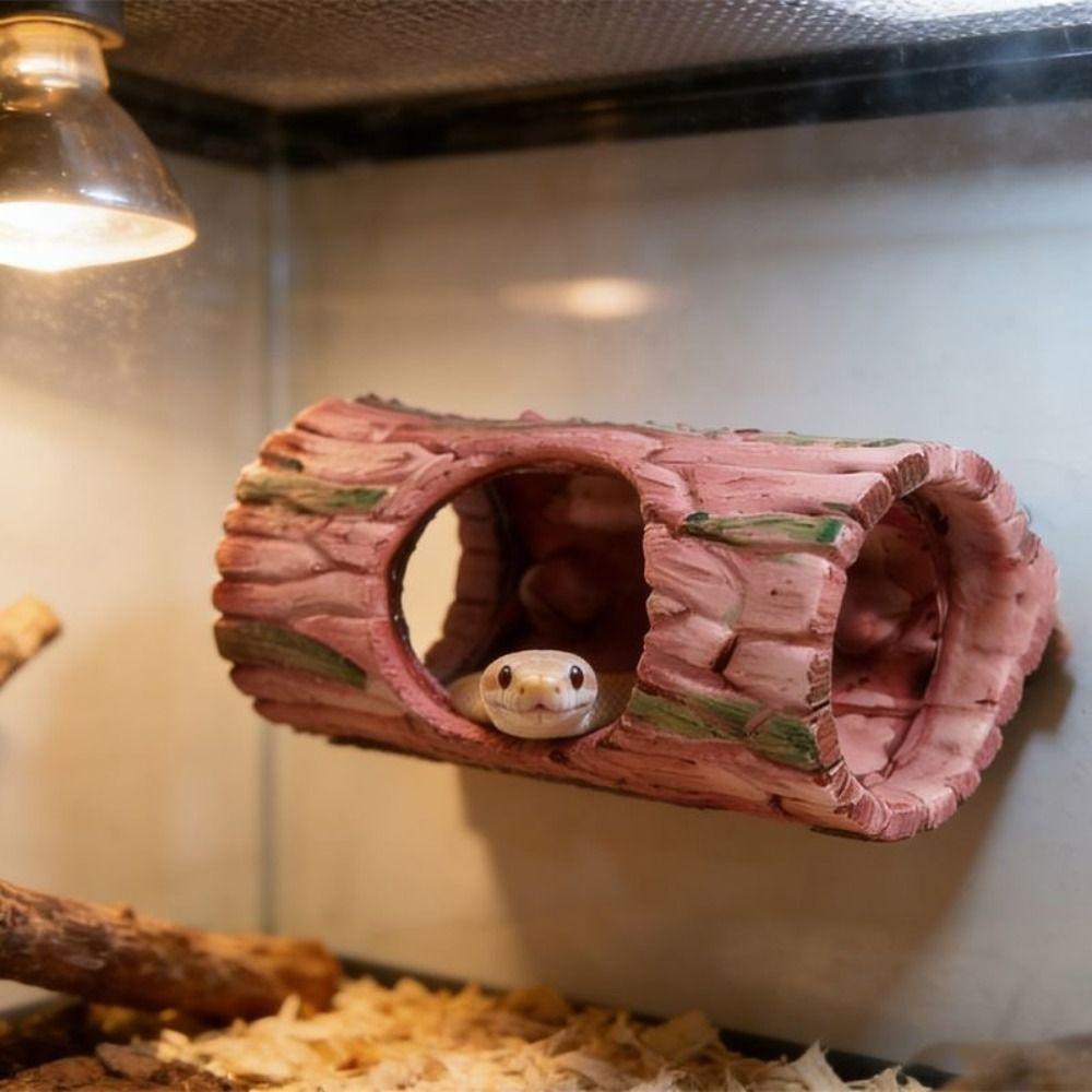 Resin Ornament Reptile Hideout Cave Strong Suction Cup Climbing Space Simulation Tree Hideout Easy Installation Comfortable
