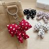 Padded Fabric Bag Pendant Polyester Backpack Handbag Decor Cute Polka Dot Bow Keychain  Gift