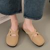 Мокасины с низким квадратным носком, женская обувь 2024 года, тапочки на плоской подошве, летние новые туфли Мэри Джейн из искусственной кожи с тканевым копытом
