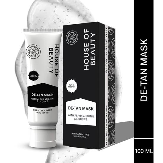 HOUSE OF BEAUTY De Tan Mask с фуллеровой землей и альфа-арбутином уменьшает белые точки, темные пятна и пигментацию, обеспечивает сияющую кожу (100 мл)