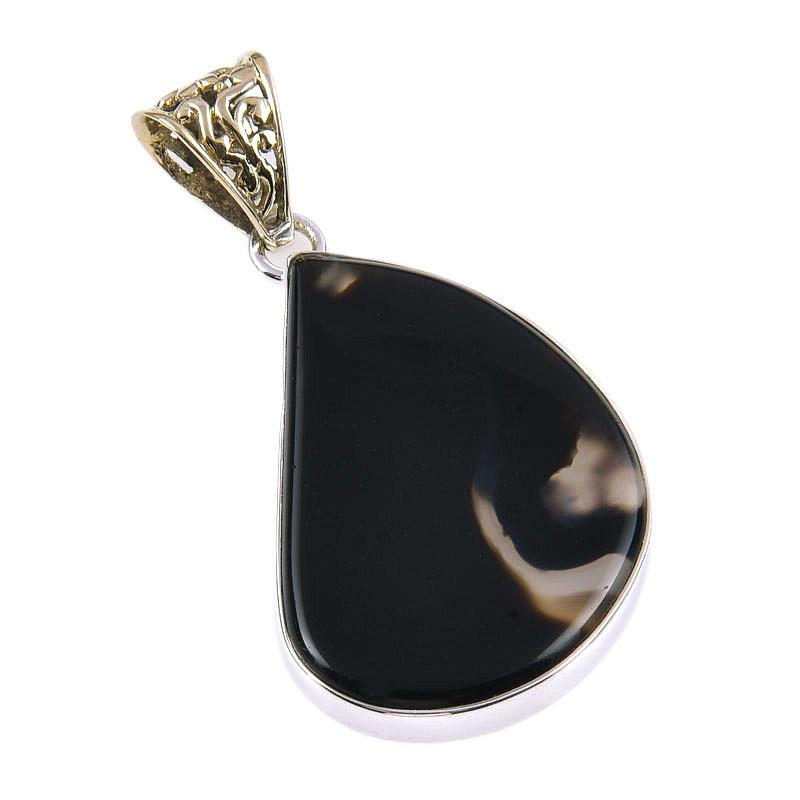 Подвеска из натурального ботсванского агата из стерлингового серебра 925 пробы 2 дюйма r0E87