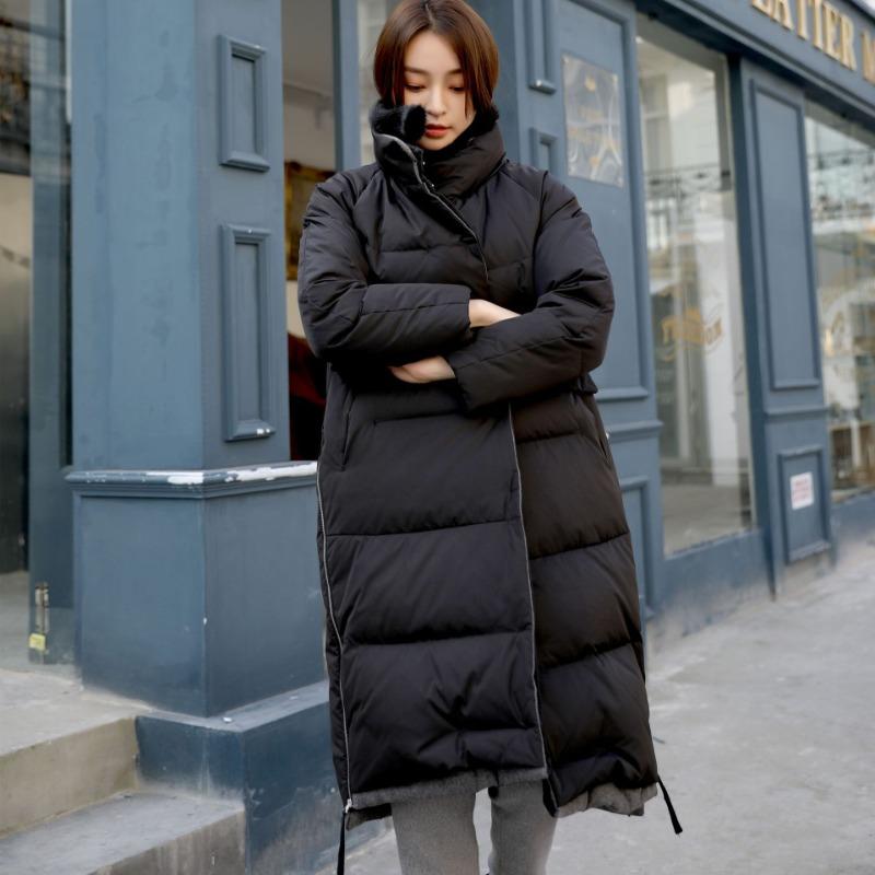 Women's 90-down Solid Color White Goose Down Medium and Long New Women's Clothing Thickened Down Jacket