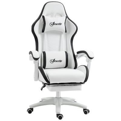 Gaming Chair Gaming Armchair 135 Degrees Reclining Backrest with Headrest Footrest 65W X 65D X 121-129H Cm White and Black