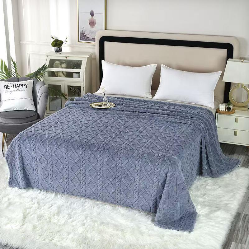 Двусторонний однотонный флисовый и тафтовый плед для дивана или сна