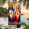 Virgin Mary Theme Beach Towel Personalized Custom Name & Text Soft Quick Dry Beach Towel for Swimming Travel