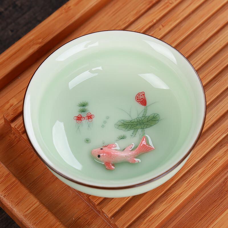Shangqi Hand-painted Celadon Ceramic Teacups