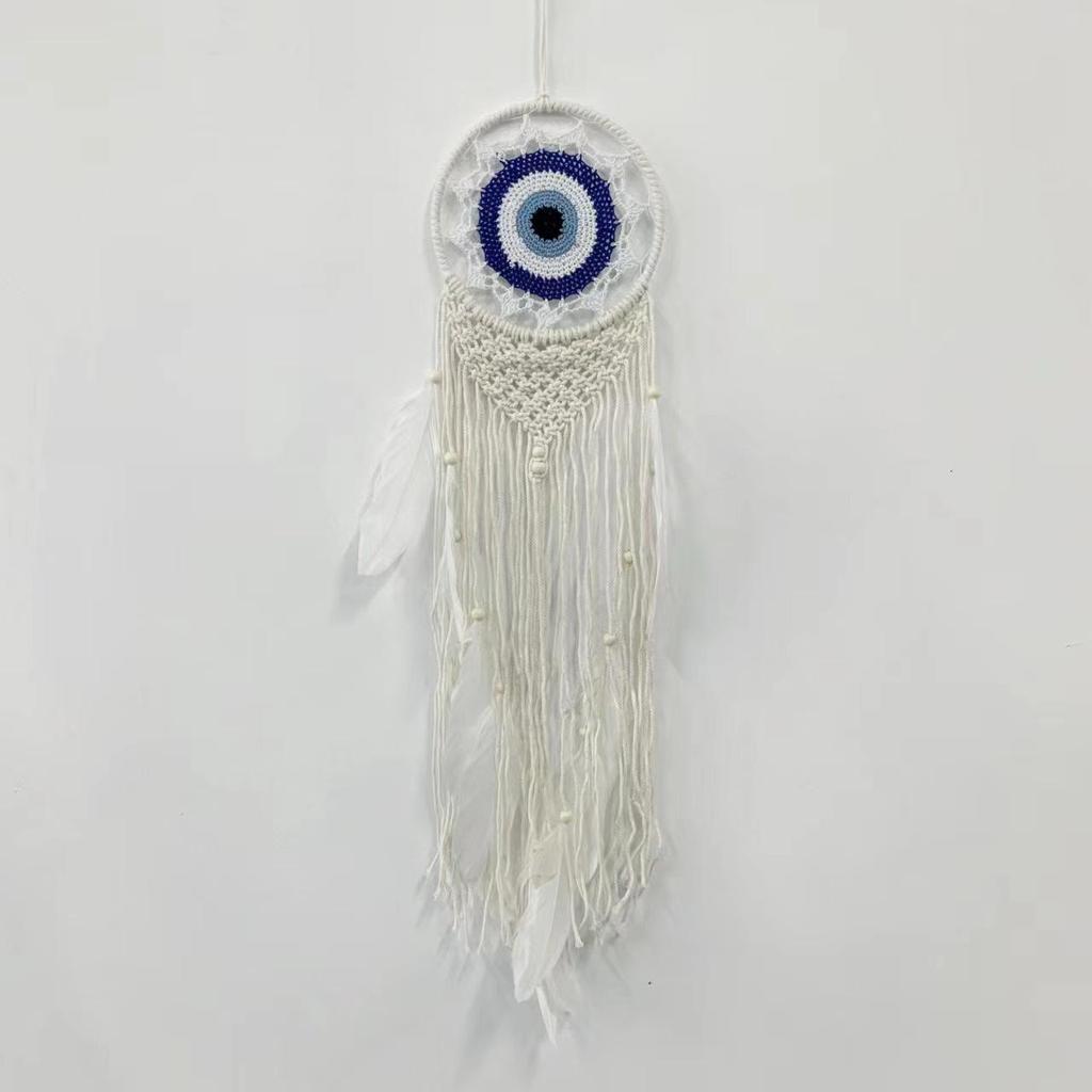 Evil Eye Feather Dream Catcher Pendant - Handmade Decorative Woven Craft