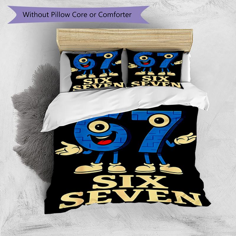 3pcs SIX SEVEN pattern bedding set duvet cover set includes duvet cover &pillowcases, perfect all season bedroom decoration & gift