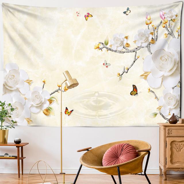 Гобелен с богатыми цветами, пион, ширма, настенный узор, простой стиль, богемный хиппи, колдовство, TAPIZ, художественный декор для общежития