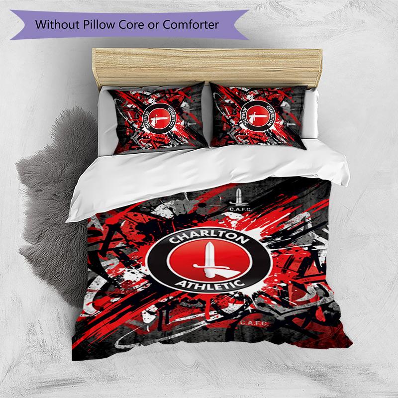 Charlton Athletic FC Printed 3PCS Bedding Set Breathable Duvet Cover with Pillowcases Decorative Bed Linen for Bedroom Home