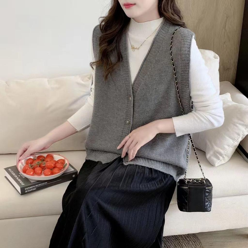 Женский осенне-зимний вязаный свитер-жилет, новый свободный кардиган без рукавов, универсальная куртка с открытыми плечами