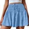Yousheng Women's Summer Flowy Shorts Elastic High Waist Drawstring Ruffle Mini Skirt Shorts Casual Pleated Stretchy Athletic Shorts