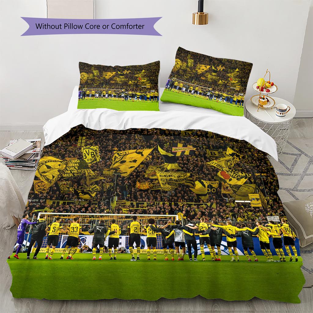 Dortmund Pattern Bedding Home Decoration Birthday Gift (1 * duvet cover + 2 * pillowcase, without core)