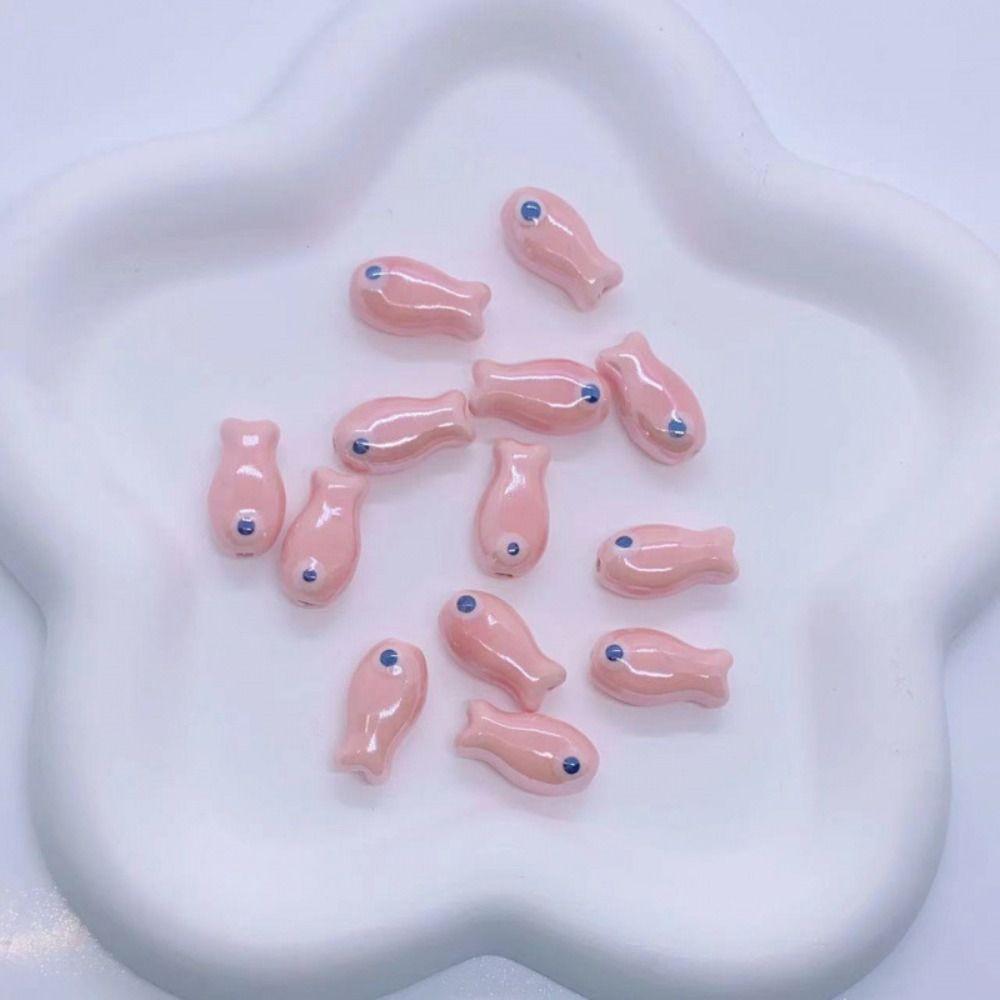10Pcs Cartoon Design Small Fish Beads Ceramic Jewelry Making Material  Gift