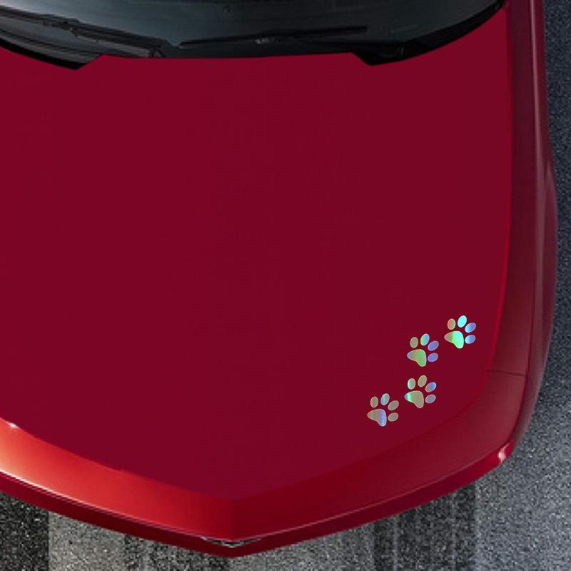 12.8x5.5CM Laser Vinyl Pet Paw Pattern Car Motorcycle Body Bumper Hood Window Decal Scratch Sticker