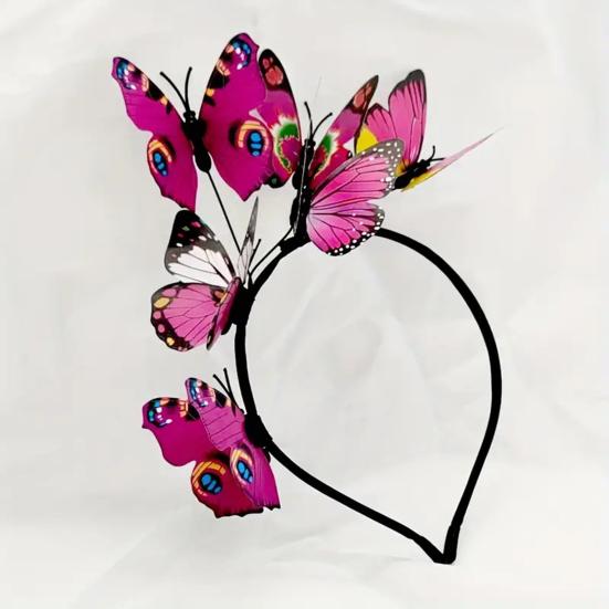 Women Headband Colorful Butterflies Decor Bridal Hair Band Parties Cosplay Halloween Hair Accessories