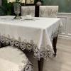 Tablecloth Rectangle Luxury Embroidery Lace Round Table Cover Flower Elegant Hollow Out Table Dining Cloth Table Flag Towels