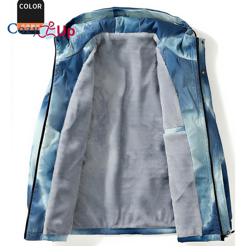 Cozy Up Men's Tie Dye Jacket Fleece Sherpa Lined Jackets Coat Full Zip Up Hoodie