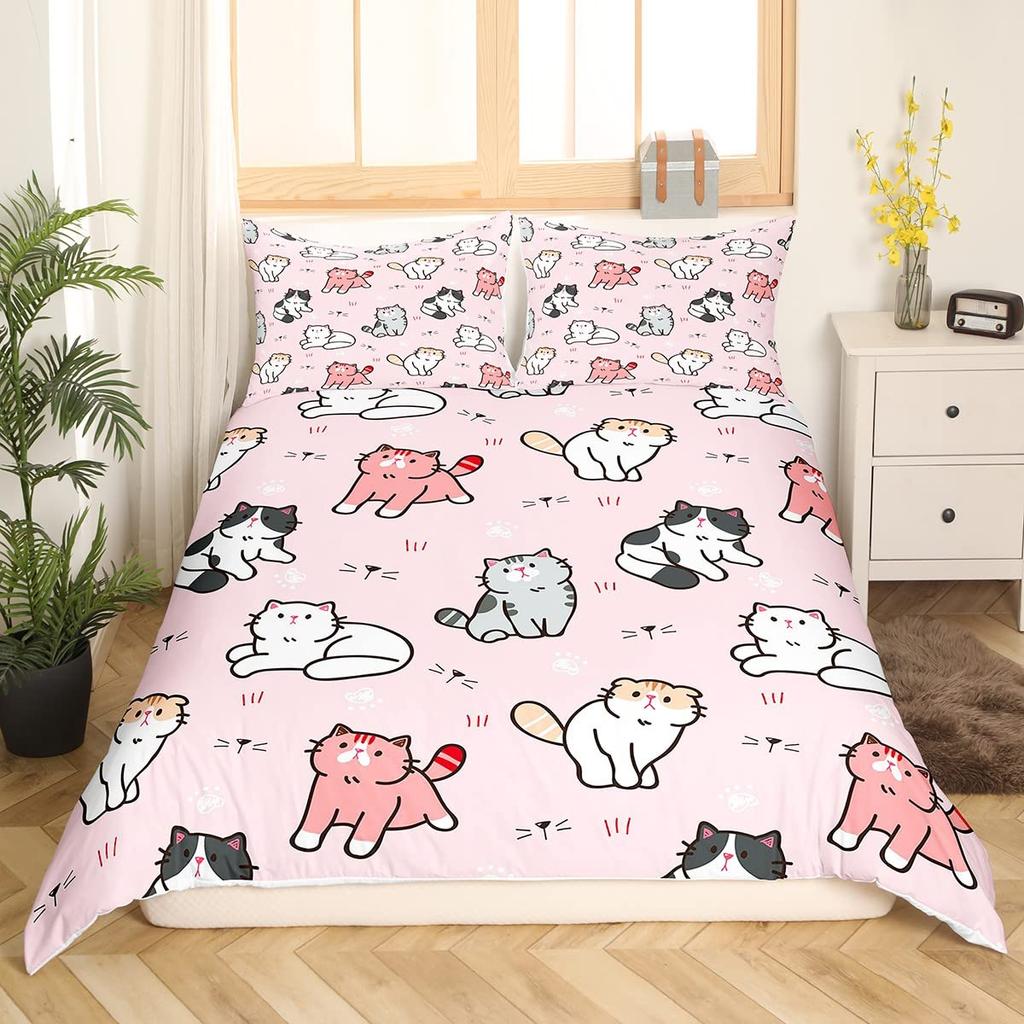 Пододеяльник с изображением мультяшного кота, космического корабля, космического питомца, животного, золотистого цвета, для детей, мальчиков, девочек, подарков для молодежи, украшения спальни