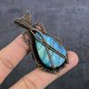 Лабрадорит Ручная работа Медная проволока Обертка Ювелирный кулон 2,76" q8l10
