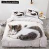 3D Cat King Queen Пододеяльник Прекрасный серый белый комплект постельного белья для котят для детей подростков взрослых шотландская вислоухая мягкая наволочка из 2/3 предметов